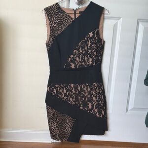 Elegant Black and Nude Lace Dress
